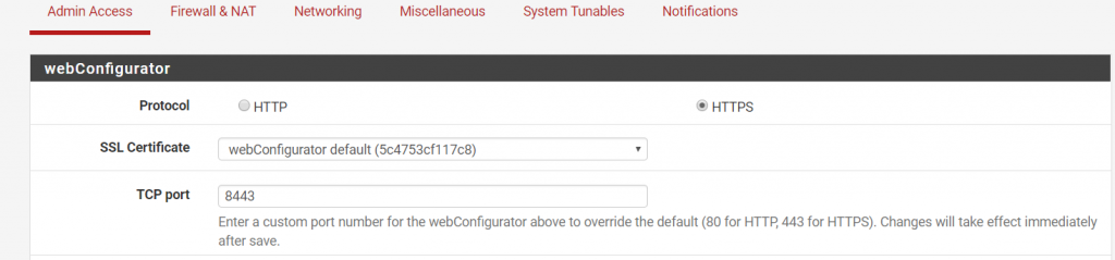 web configurator pfSense