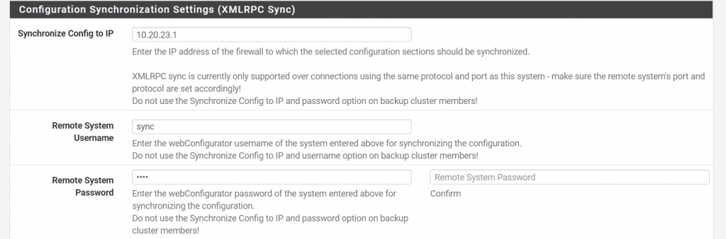 configurer la synchronisation pfSense