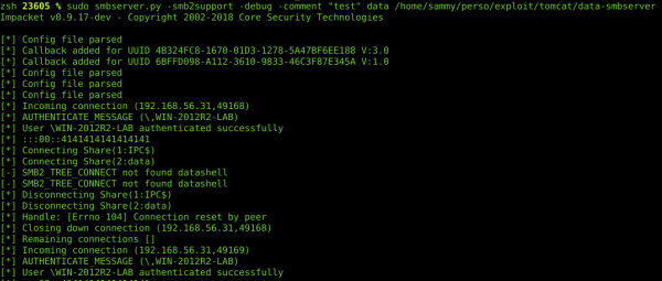 tomcat connexion serveur samba