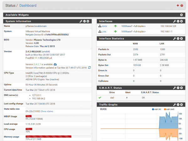 4-pfSense-accueil-pfSense-dashboard pfSense accueil dashboard pare-feu open source - sécurité informatique