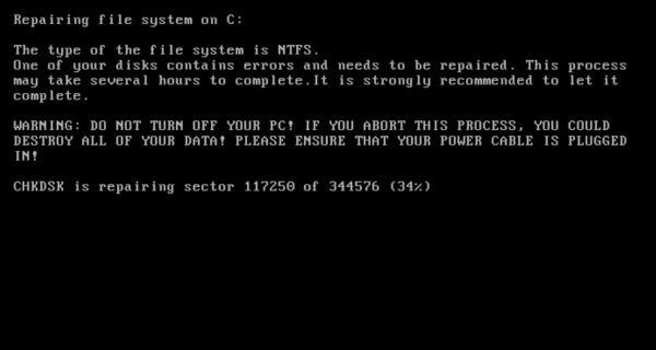 faux-ecran-repairDisk-petya ransomware petya - faux ecran checkdisk